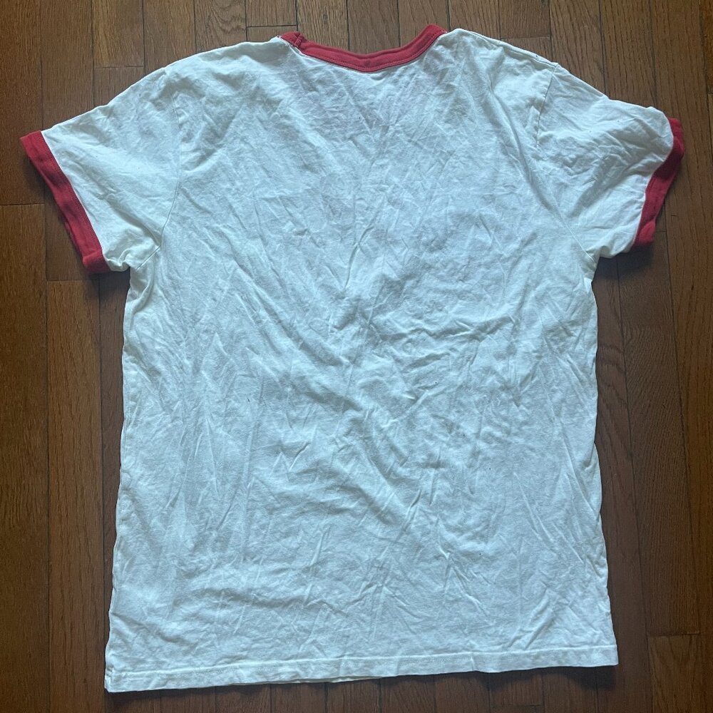Vintage-Style White & Red Ringer Tee - Graphic Text - Picture 5 of 5